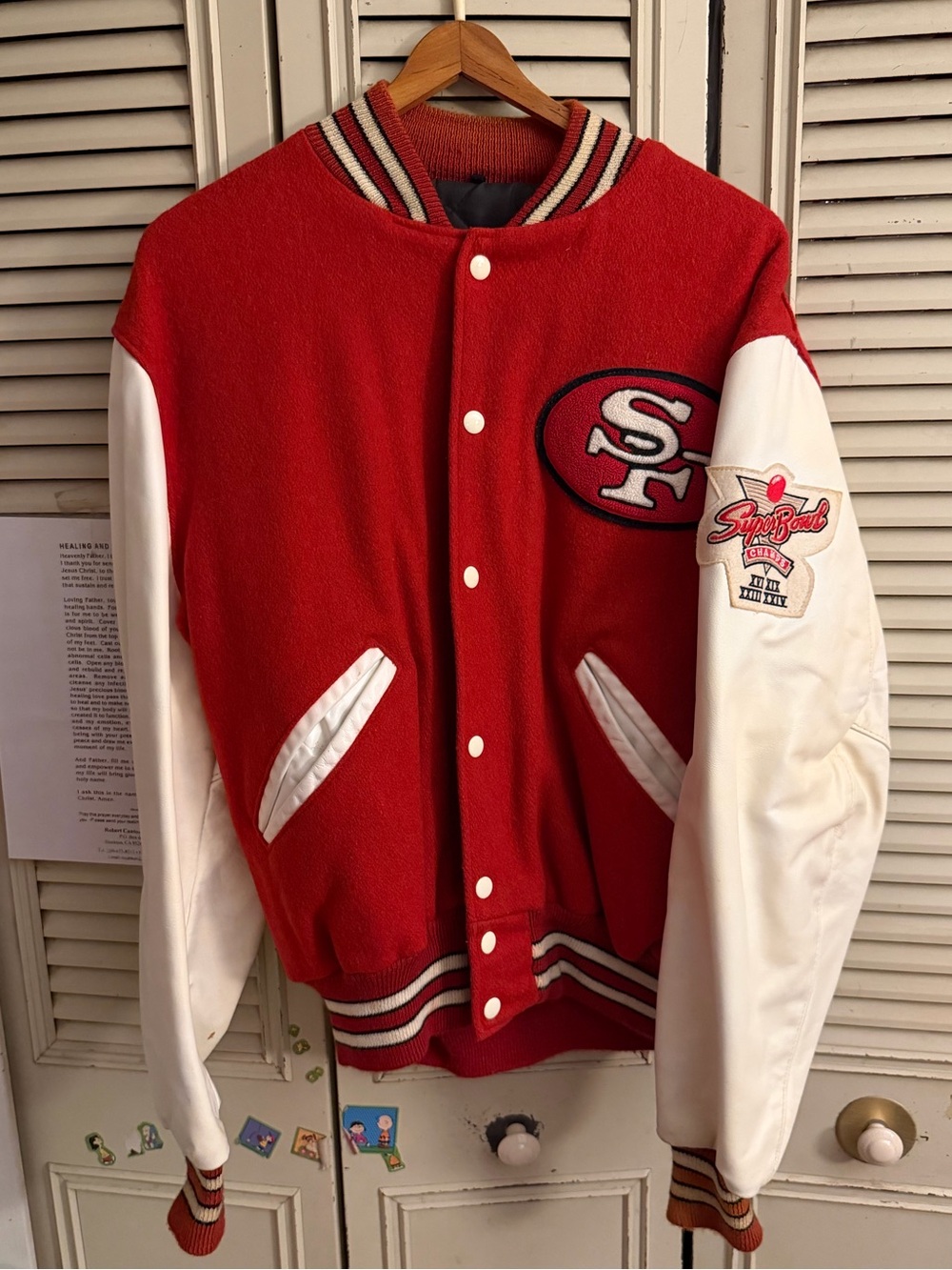 Vintage San Francisco 49ers DeLong Varsity Jacket - Super Bowl Champs - Size 42